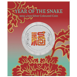 Perth Mint: Year of the Snake coloured 1/2 oz Silver 2025 (coin in card)