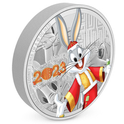 Niue: Looney Tunes Año del Conejo - Bugs Bunny coloreado 3 oz Plata 2023 Proof
