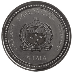 Samoa: Anno del Drago 2 once d'argento 2024 Rodio nero