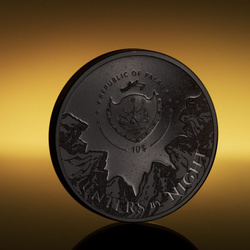 Palaos: Cazadores Nocturnos - Caimán coloreado 2 oz Plata 2023 Negro Obsidiana Ultra Alto Relieve