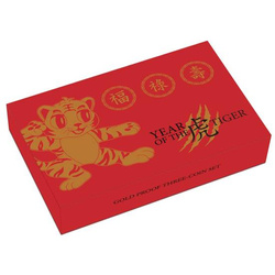 Chinese Astrological Series 2022 Year of the Tiger 1/5oz Gold Proof Three-Coin Set