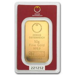 Lingot de la Monnaie autrichienne 50 grammes d'or