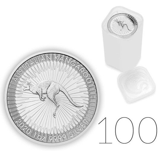 Canguro australiano 1 oncia d'argento 2020 PACCHETTO DA 100 PEZZI