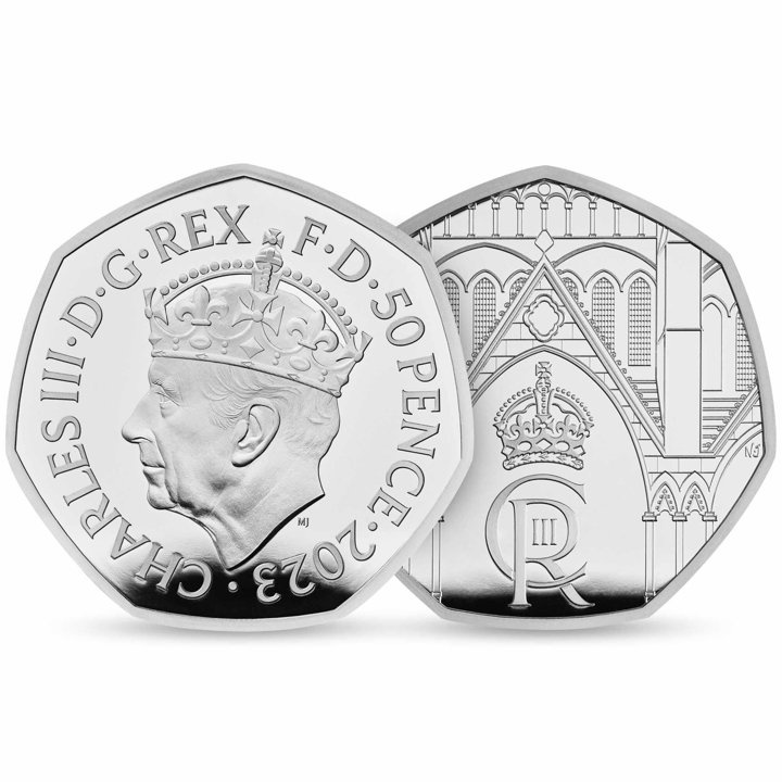Încoronarea Majestății Sale Regele Charles al III-lea 50p Argint 2023 Proof