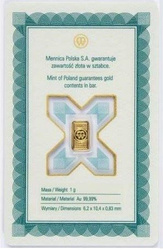 1 gram Goldbarren Polish Mint