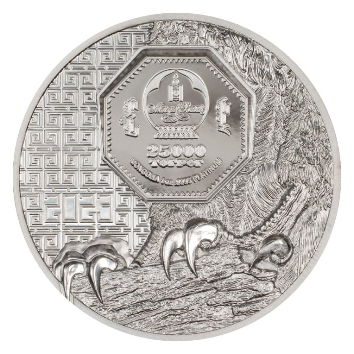 Mongolsko: Mongolský sokol 1 unce platiny 2023 Proof Ultra High Relief