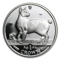 Isle of man Seria koty: Kot japoński bobtail 1 Uncja Srebra 1994 Proof