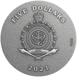 Niue: Tesori perduti - Il tesoro degli Aztechi dorato $5 Argento 2021 Moneta antica ad alto rilievo