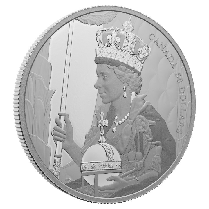 Canadá: Coronación de la Reina Isabel II $50 Plata 2022 Proof