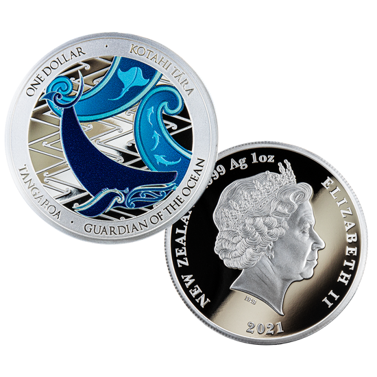 Tangaroa Guardian of the Ocean: Set of 2 coloured coins 2 oz Silber 2021