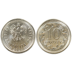 Banca Națională a Poloniei 10 groși din săculeț bancar Monedă 2024 UNC