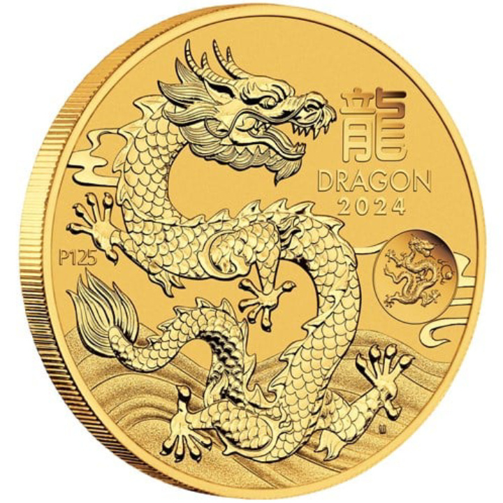 Perth Mint: Lunar III - Anno del Dragone 1 oncia d'oro 2024 Dragon Privy Mark