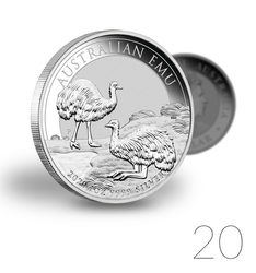 Australijski Emu 1 uncja Srebra 2020 PAKIET 20 SZTUK