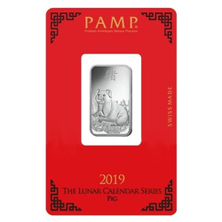 Lingot d'argent série Lunar Année du Cochon de 10 grammes