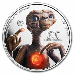 Niue : E.T. coloré - 40e anniversaire du film 1 once d'argent 2022 UV Glow Proof (Emballage métallique)