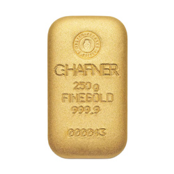 Lingotto d'oro colato 250 g C. Hafner