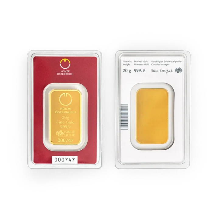 Złota sztabka 20g złota Austrian Mint