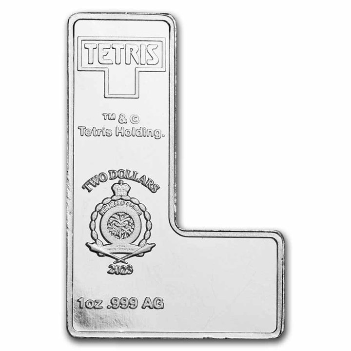 Niue: Tetris - J-Tetrimino Block coloured 1 oz Silver 2023 Coin (blue)