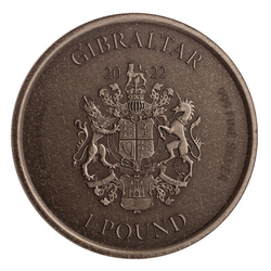 Gibraltar: Lady Justice 1 unce stříbra 2022 Antique Coin
