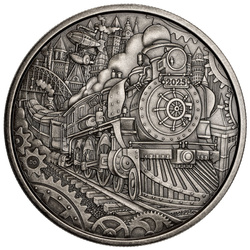 Kanada: A Whimsical Tale - Steam Locomotive 3 Unzen Silber 2025 Antiqued Coin