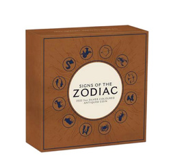 Tuvalu: Signos del Zodiaco coloreada 5 oz Plata 2022 Moneda Antigua