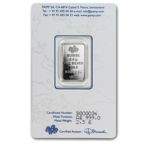 2,5 gram Silberbarren Pamp Fortuna