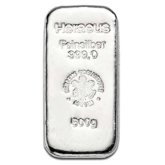 500 grammes Lingot d'argent Heraeus