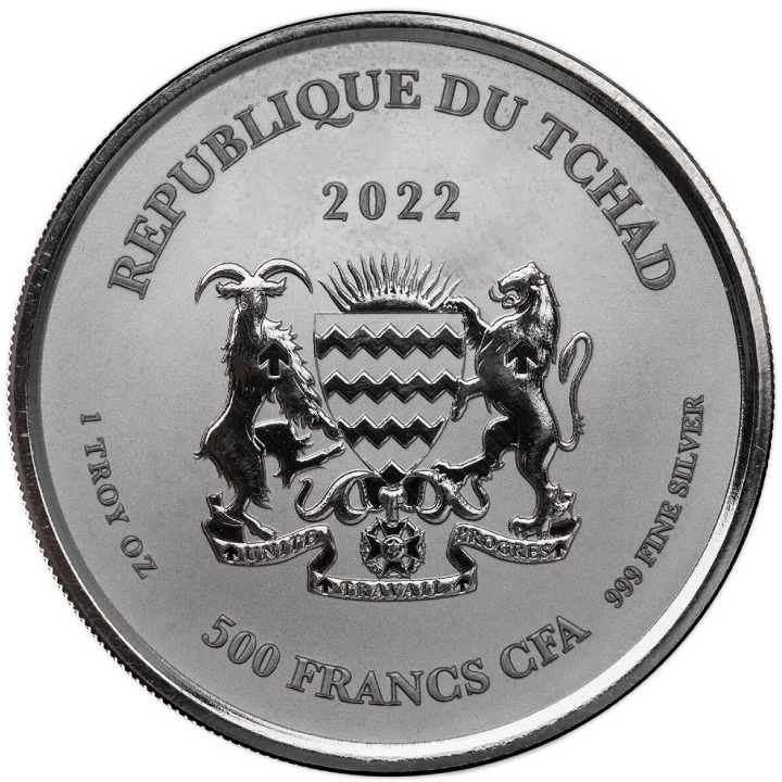 Republic of Chad: Scorpion 1 oz Silver 2022 Black Rhodium