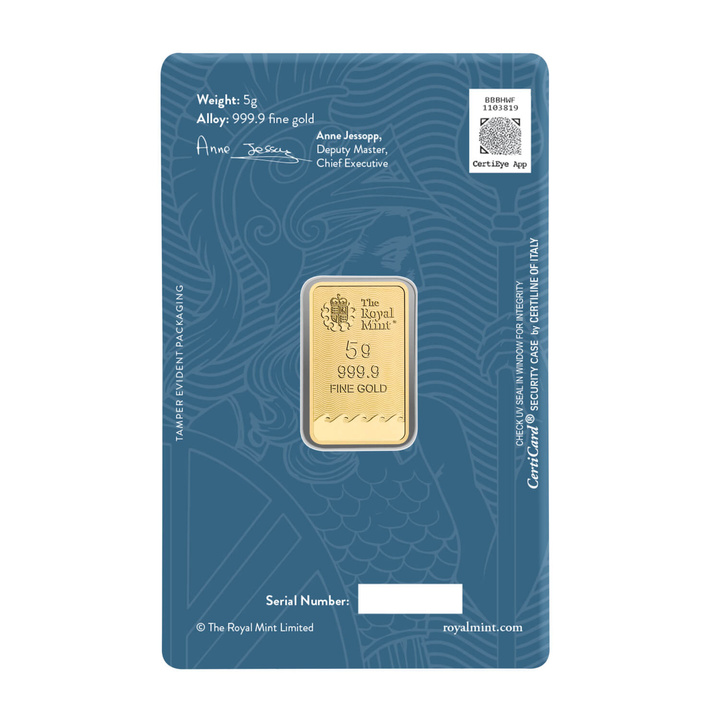 Lingotto The Royal Mint - Britannia 5 grammi Oro