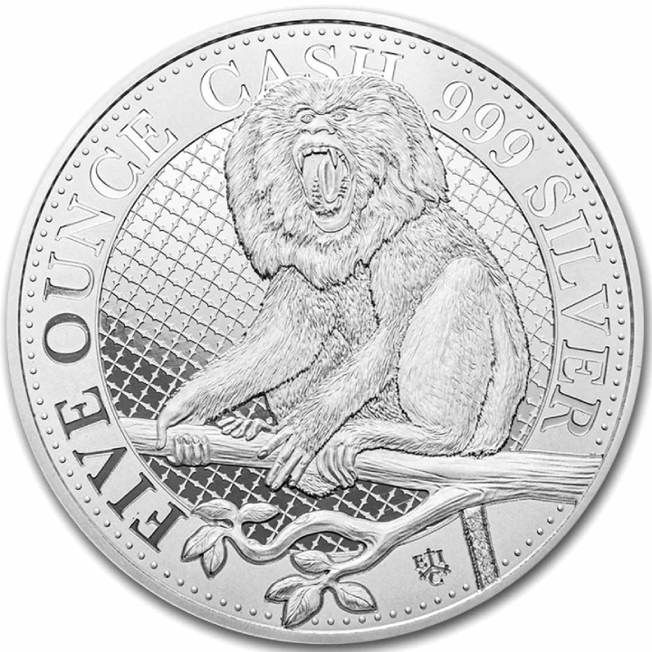 Santa Elena: Efectivo India Fauna - Macaco cola de león 5 oz Plata 2023