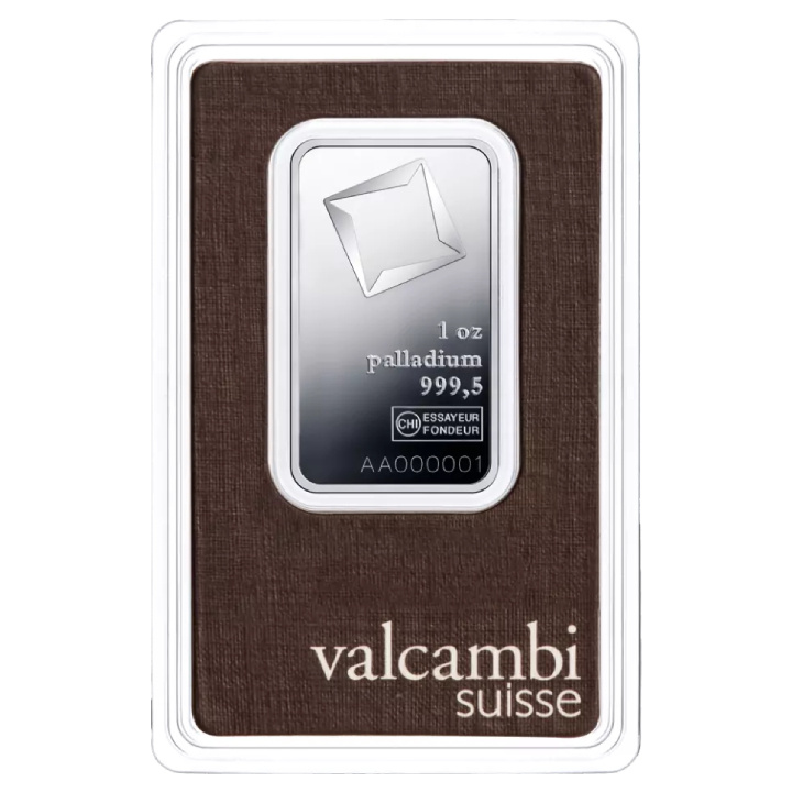 Valcambi 1 uncia palládium rúd