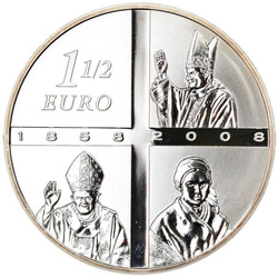 France : Lourdes 150e anniversaire 1,5 euro en argent 2008 Proof