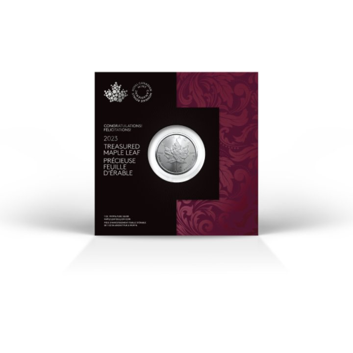 Foglia d'acero canadese Treasured - Congratulazioni 1 oncia d'argento 2023