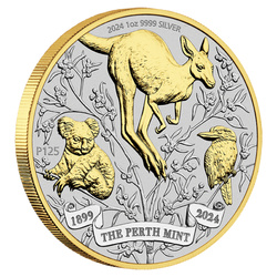 4 darabos Perth Mint 125. évforduló érmék 4 x 1 uncia ezüst 2024
