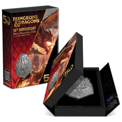 Niue: Dungeons & Dragons 50° anniversario - Drago rosso D20 2 once d'argento 2024 Moneta antica