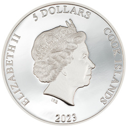 Cook Islands: Eclectic Nature - Chameleon kolorowany 1 uncja Srebra 2023 Proof Ultra High Relief 