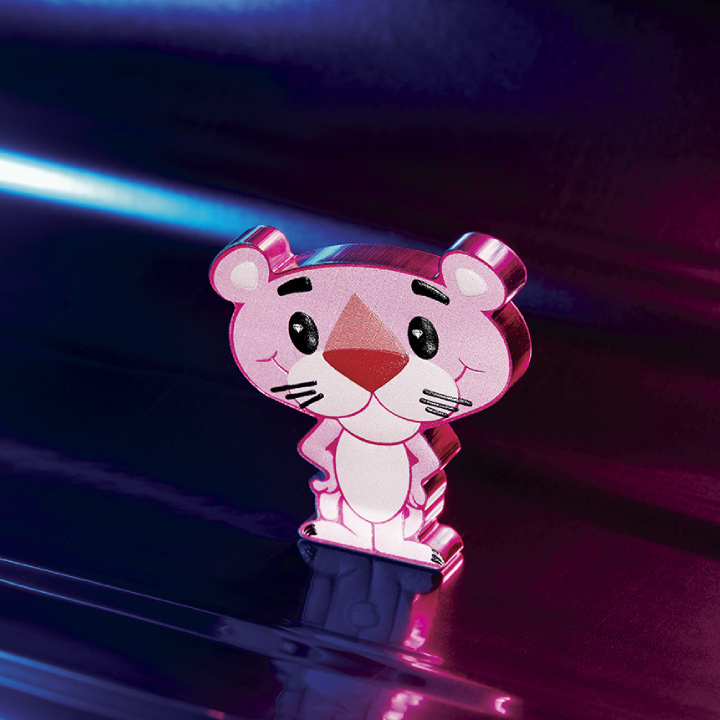 Tuvalu: Pantera rosa colorata 60° anniversario 1 oncia d'argento 2024 Minted Mini Coin