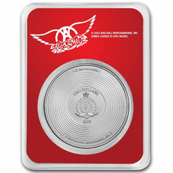 Niue: Aerosmith 'Band' 50 Aniversario coloreado 1 oz Plata 2023 Losa