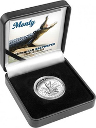 Australský krokodýl Monty 1 unce stříbra 2016 PROOF High Relief