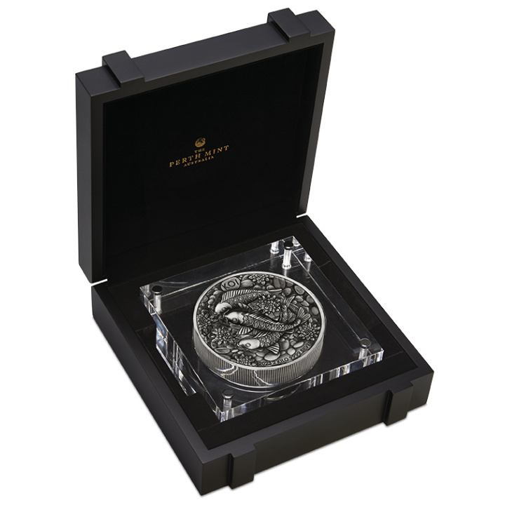 Pez Koi 2000 gramos Plata 2023 Alto Relieve Moneda Antigua