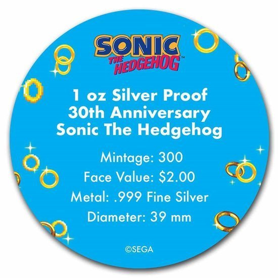 Niue: Sonic The Hedgehog 1 oz Plata 2021 Proof