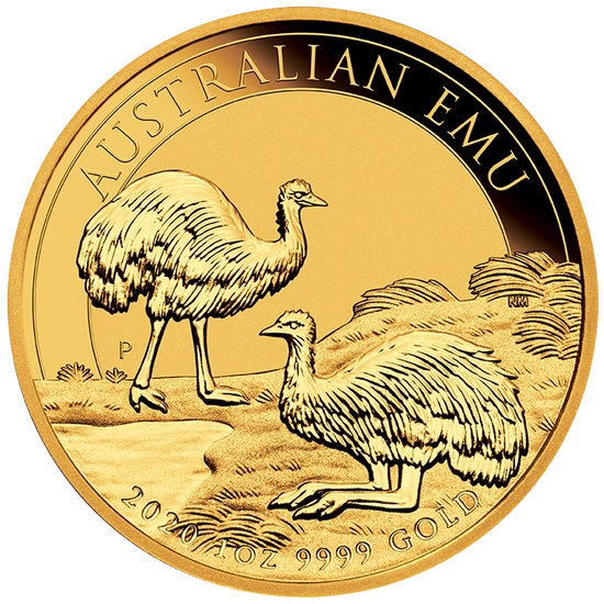 Émeu australien 1 once d'or 2020 LOT DE 5 PIÈCES