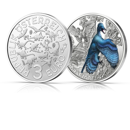 Microraptor gui barevný 3 eura měď 2022