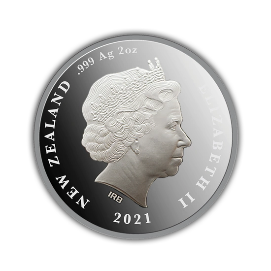 Tracz neozelandese colorato 2 once d'argento 2021 Proof