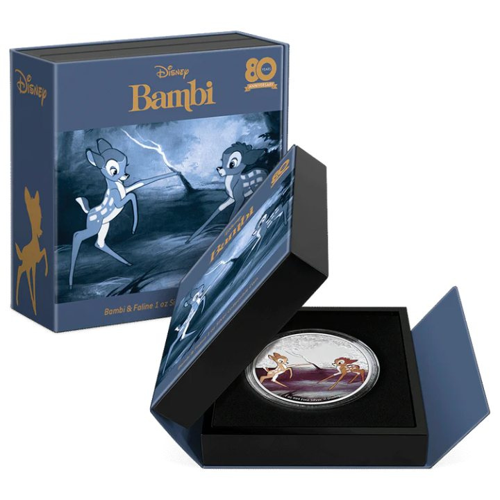 Niue: Disney - Bambi y Faline 80 Aniversario Película coloreada 1 oz Plata 2022 Proof