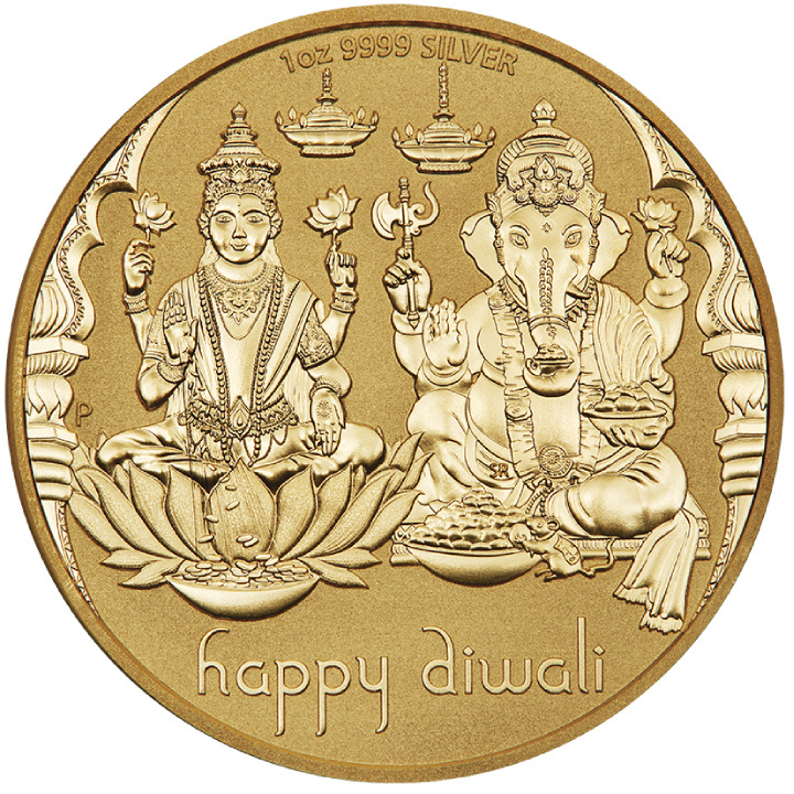 Medalion Diwali pozłacany 1 uncja Srebra 2023