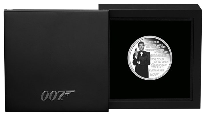 Tuvalu: James Bond Legacy 2a emissione - Roger Moore colorata 1 oncia d'argento 2022 Proof
