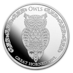 Tokelau: Great Horned Owl 1 uncja Srebra 2021