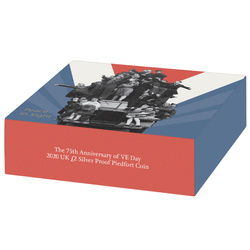 L'80° anniversario del VE Day 50p Argento 2025 Proof Piedfort