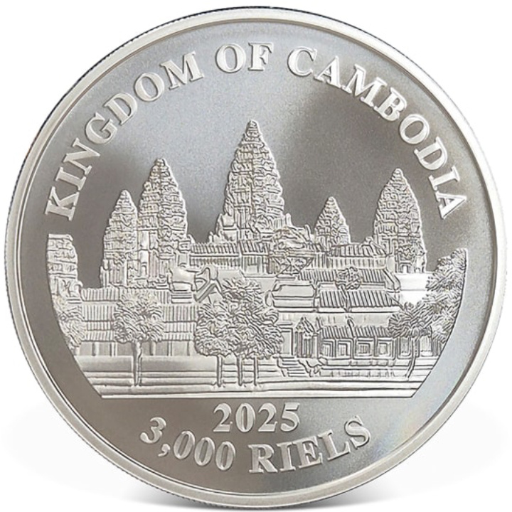 Cambodia: The Lost Tiger of Cambodia coloured 1 oz Silver 2025